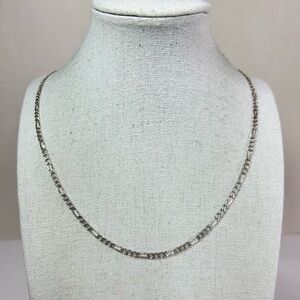 Sterling Silver 925 Figaro Chain Italy 18” Necklace 3mm and 6.6 grams